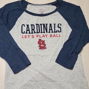 MLB St Louis Cardinals ⚾️ 3/4 Sleeve Raglan Baseball Tee Heather Navy & Grey